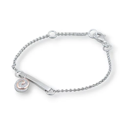 Bracciale Di Argento 925 Design Italy Con Centale Chiocciola Lunghezza 19cm-16,5cm Rodiato-BRACCIALI DI ARGENTO 925 | Worldofjewel.com