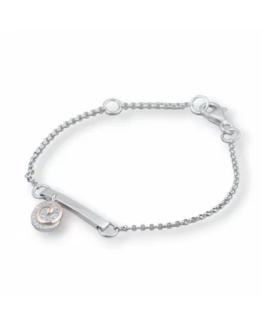 Bracciale Di Argento 925 Design Italy Con Centale Chiocciola Lunghezza 19cm-16,5cm Rodiato-BRACCIALI DI ARGENTO 925 | Worldofjewel.com