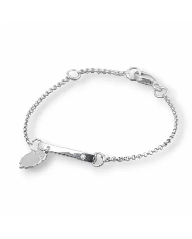 Bracciale Di Argento 925 Design Italy Con Centale Fantasmino Lunghezza 19cm-16,5cm Rodiato-BRACCIALI DI ARGENTO 925 | Worldofjewel.com