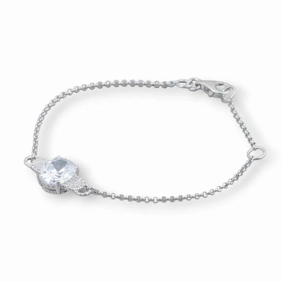 Bracciale Di Argento 925 Design Italy Con Centale Pendente Lunghezza 19cm-16,5cm Rodiato-BRACCIALI DI ARGENTO 925 | Worldofjewel.com