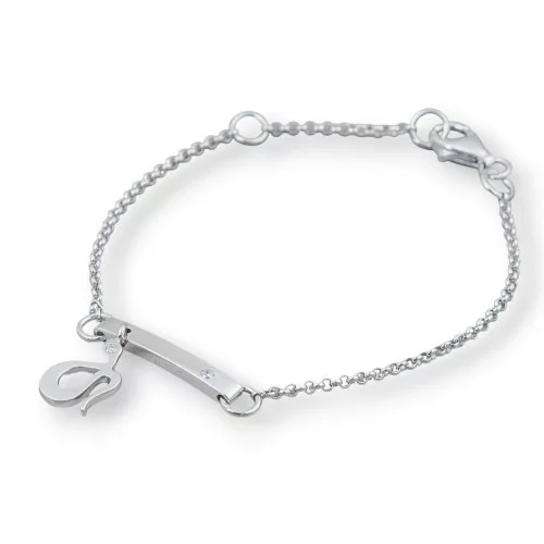 Bracciale Di Argento 925 Design Italy Con Centale Serpente Lunghezza 19cm-16,5cm Rodiato-BRACCIALI DI ARGENTO 925 | Worldofjewel.com