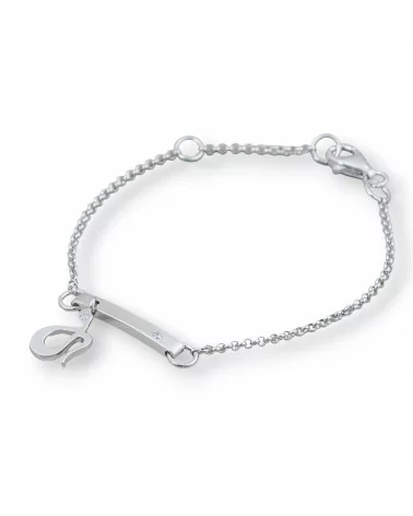 Bracciale Di Argento 925 Design Italy Con Centale Serpente Lunghezza 19cm-16,5cm Rodiato-BRACCIALI DI ARGENTO 925 | Worldofjewel.com