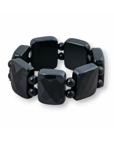 Bracciale Di Pietre Dure A Barrette 28mm Onice Rettangolo Sfaccettato 28x23mm-BRACCIALI DI PIETRE DURE | Worldofjewel.com