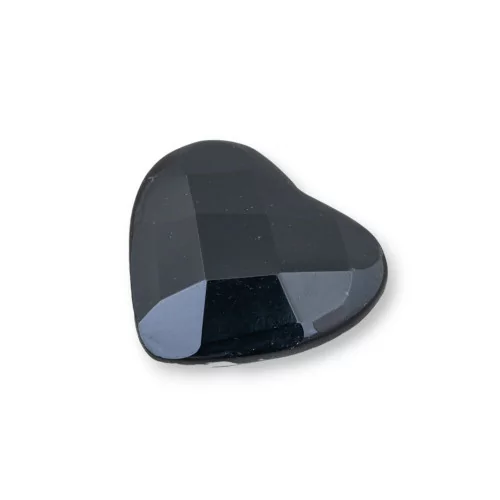 Componente Cabochon Grande Cuore Sfaccettato 30mm 2pz Agata Nera- CABOCHON GRANDI | Worldofjewel.com