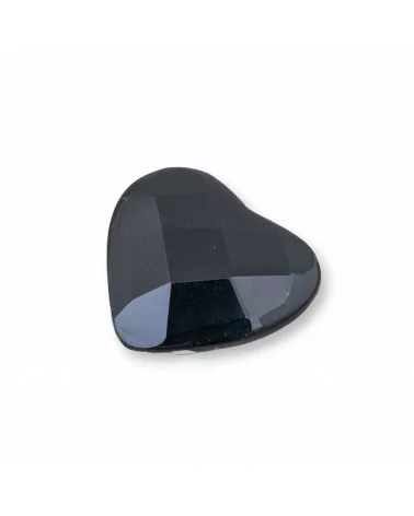 Componente Cabochon Grande Cuore Sfaccettato 30mm 2pz Agata Nera- CABOCHON GRANDI | Worldofjewel.com