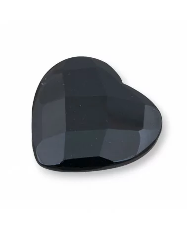 Componente Cabochon Grande Cuore Sfaccettato 40mm 1pz Agata Nera- CABOCHON GRANDI | Worldofjewel.com