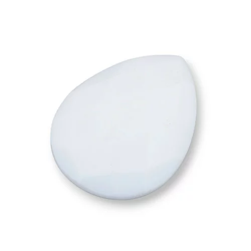 Componente Cabochon Grande Goccia Sfaccettato 30x40mm 1pz Agata Bianca- CABOCHON GRANDI | Worldofjewel.com