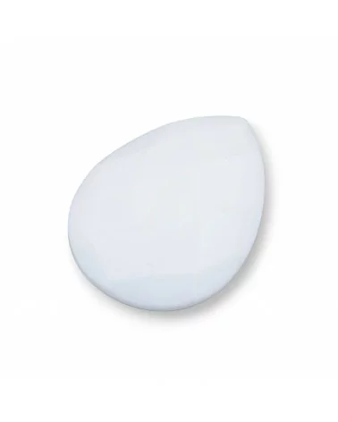 Componente Cabochon Grande Goccia Sfaccettato 30x40mm 1pz Agata Bianca- CABOCHON GRANDI | Worldofjewel.com