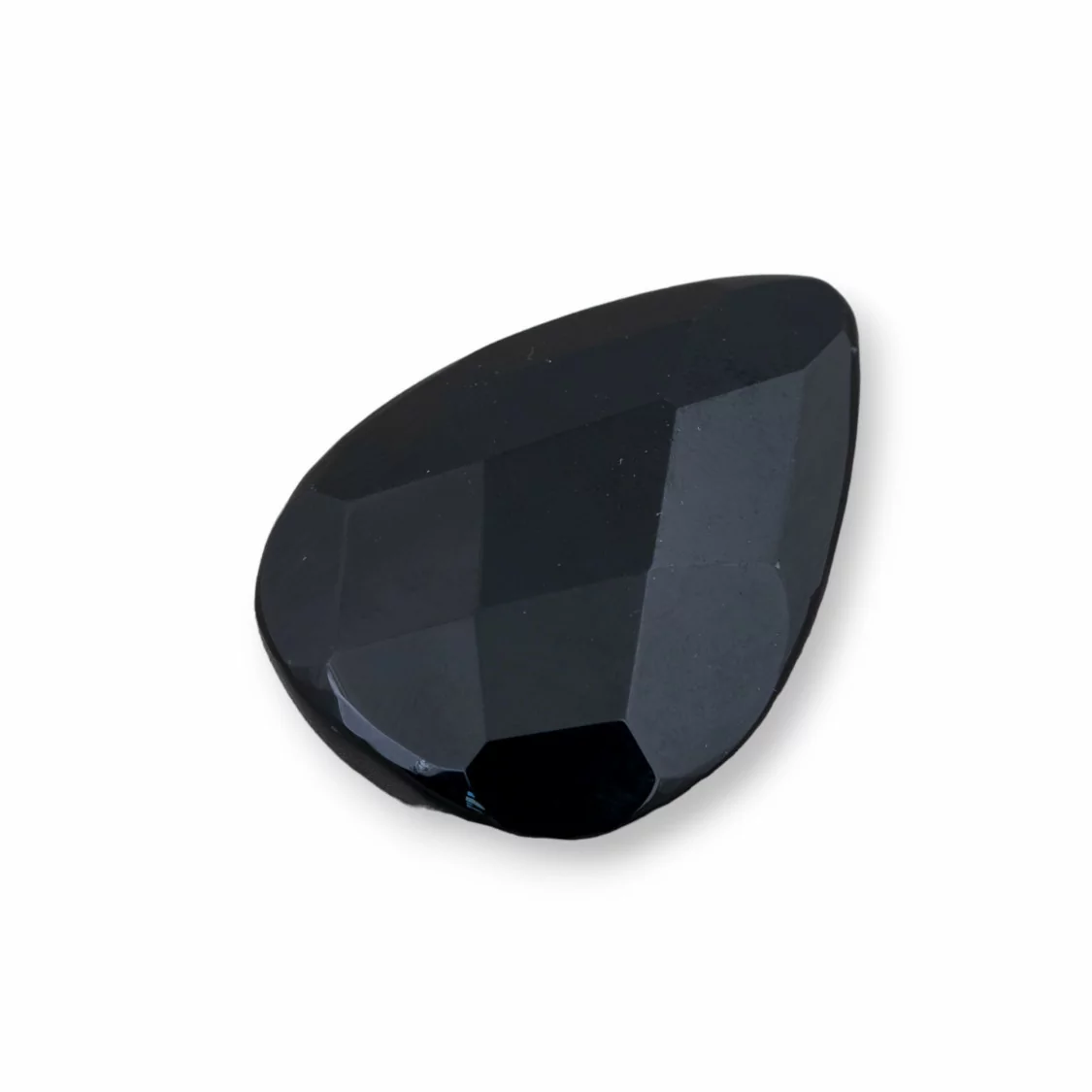 Componente Cabochon Grande Goccia Sfaccettato 30x40mm 1pz Agata Nera- CABOCHON GRANDI | Worldofjewel.com