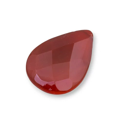 Componente Cabochon Grande Goccia Sfaccettato 30x40mm 1pz Agata Rossa- CABOCHON GRANDI | Worldofjewel.com