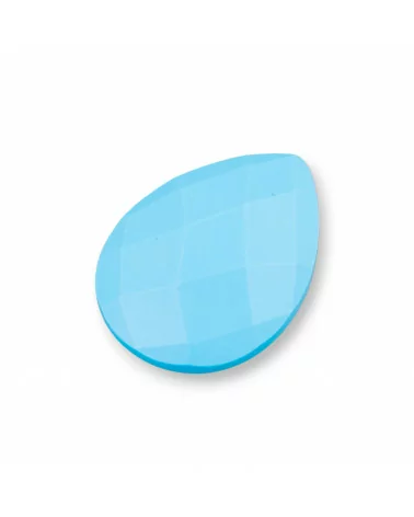 Componente Cabochon Grande Goccia Sfaccettato 30x40mm 1pz Pasta Di Turchese- CABOCHON GRANDI | Worldofjewel.com