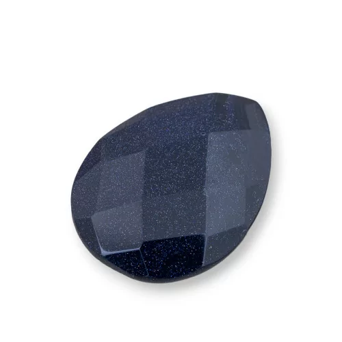 Componente Cabochon Grande Goccia Sfaccettato 30x40mm 1pz Pietra Del Sole Blu- CABOCHON GRANDI | Worldofjewel.com