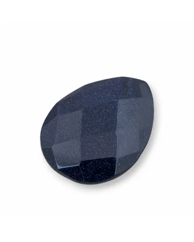 Componente Cabochon Grande Goccia Sfaccettato 30x40mm 1pz Pietra Del Sole Blu- CABOCHON GRANDI | Worldofjewel.com