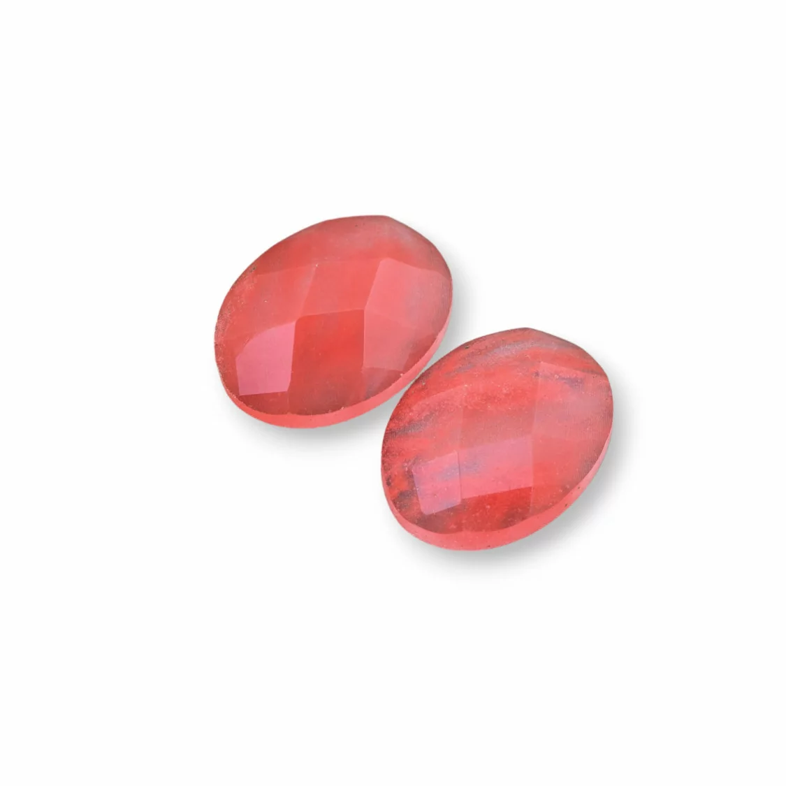 Componente Cabochon Grande Ovale Sfaccettato 15x20mm 4pz Quarzo Cherry Sintetico- CABOCHON GRANDI | Worldofjewel.com