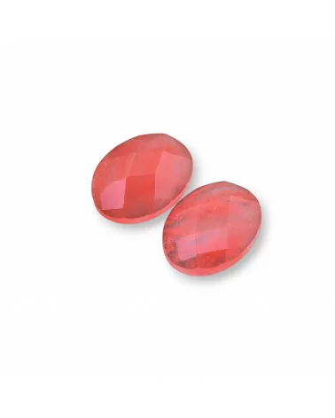 Componente Cabochon Grande Ovale Sfaccettato 15x20mm 4pz Quarzo Cherry Sintetico- CABOCHON GRANDI | Worldofjewel.com