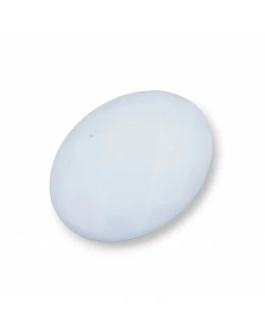 Componente Cabochon Grande Ovale Sfaccettato 30x40mm 1pz Agata Bianca- CABOCHON GRANDI | Worldofjewel.com