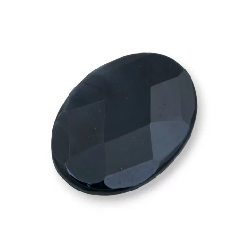 Componente Cabochon Grande Ovale Sfaccettato 30x40mm 1pz Agata Nera- CABOCHON GRANDI | Worldofjewel.com