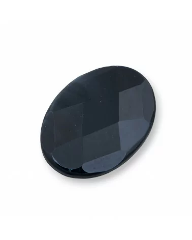 Componente Cabochon Grande Ovale Sfaccettato 30x40mm 1pz Agata Nera- CABOCHON GRANDI | Worldofjewel.com