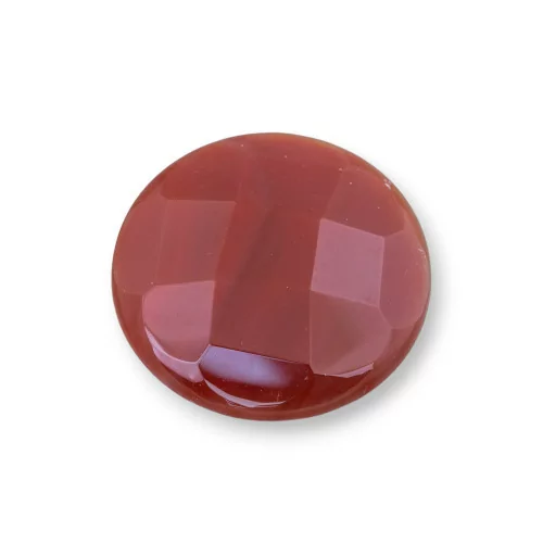 Componente Cabochon Tondo Sfaccettato 30mm 2pz Corniola Rossa- CABOCHON GRANDI | Worldofjewel.com