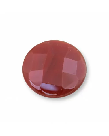 Componente Cabochon Tondo Sfaccettato 30mm 2pz Corniola Rossa- CABOCHON GRANDI | Worldofjewel.com