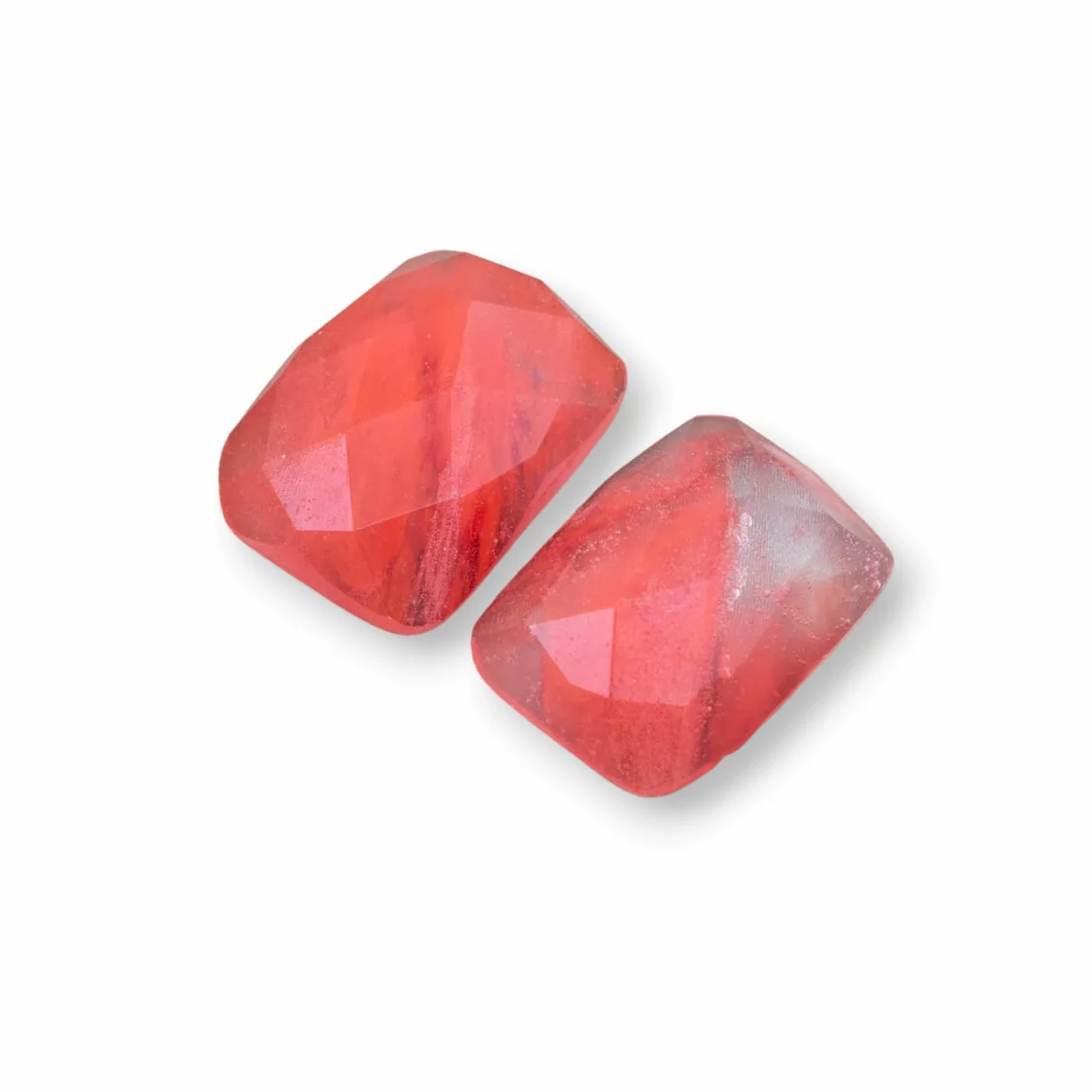 Componente Cabochon Grande Rettangolo Sfaccettato 15x20mm 4pz Quarzo Cherry Sintetico- CABOCHON GRANDI | Worldofjewel.com