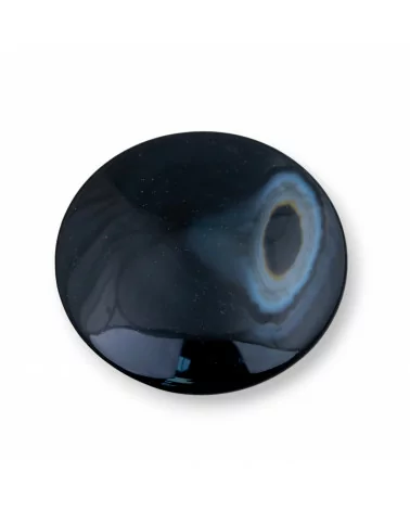 Componente Cabochon Grande Tondo 40mm 2pz Agata Nera- CABOCHON GRANDI | Worldofjewel.com