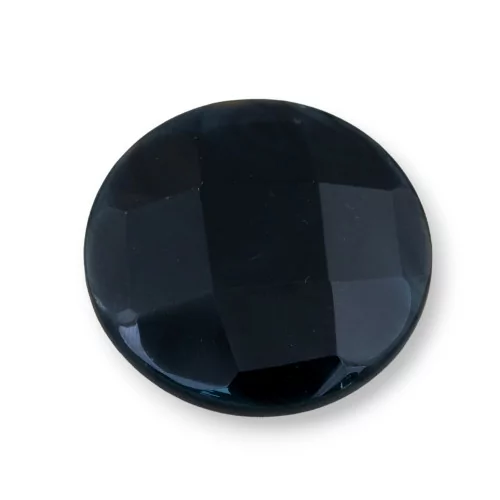 Componente Cabochon Grande Tondo Sfaccettato 40mm 1pz Agata Nera- CABOCHON GRANDI | Worldofjewel.com