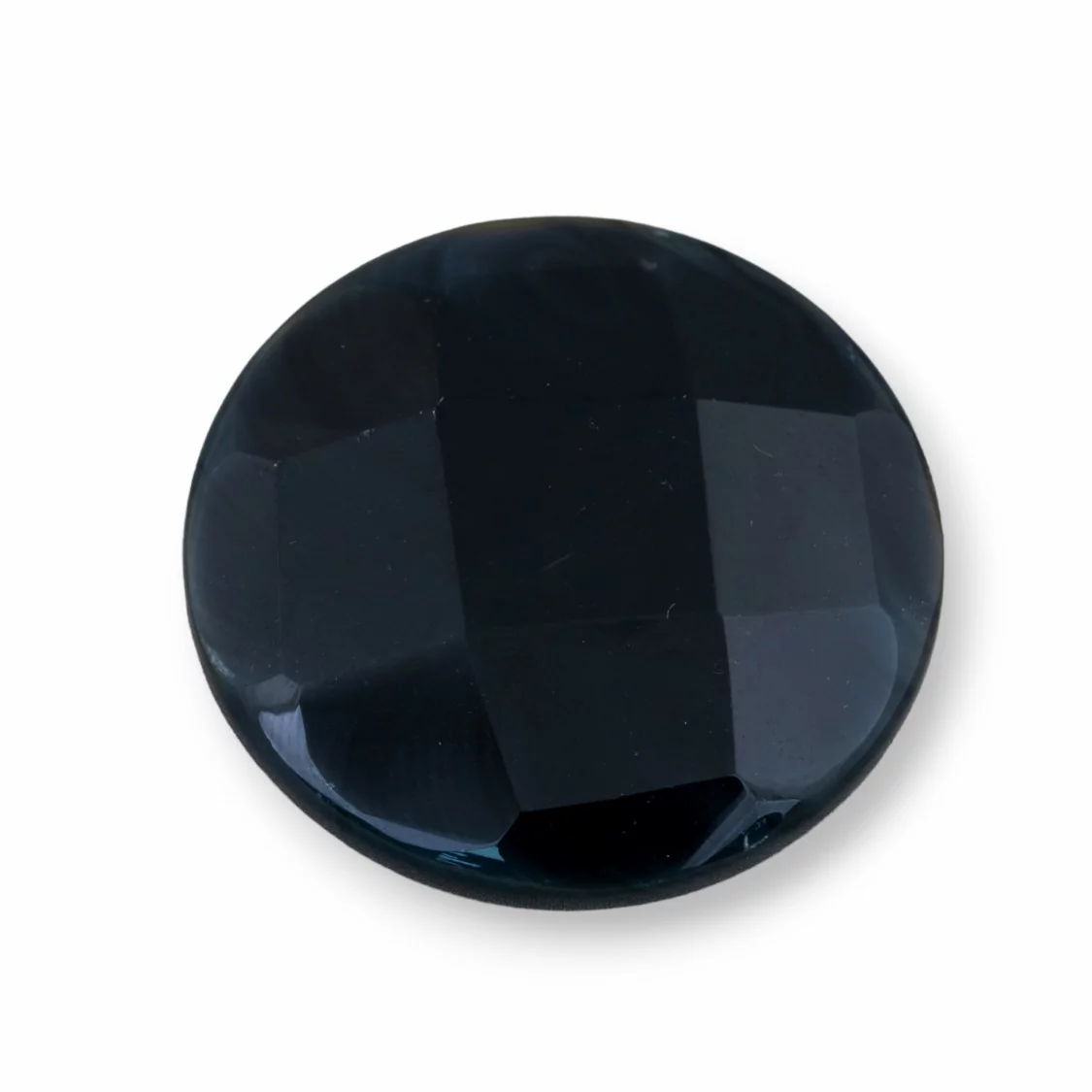 Componente Cabochon Grande Tondo Sfaccettato 40mm 1pz Agata Nera- CABOCHON GRANDI | Worldofjewel.com