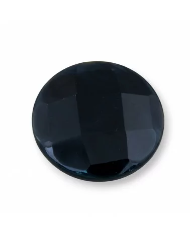 Componente Cabochon Grande Tondo Sfaccettato 40mm 1pz Agata Nera- CABOCHON GRANDI | Worldofjewel.com