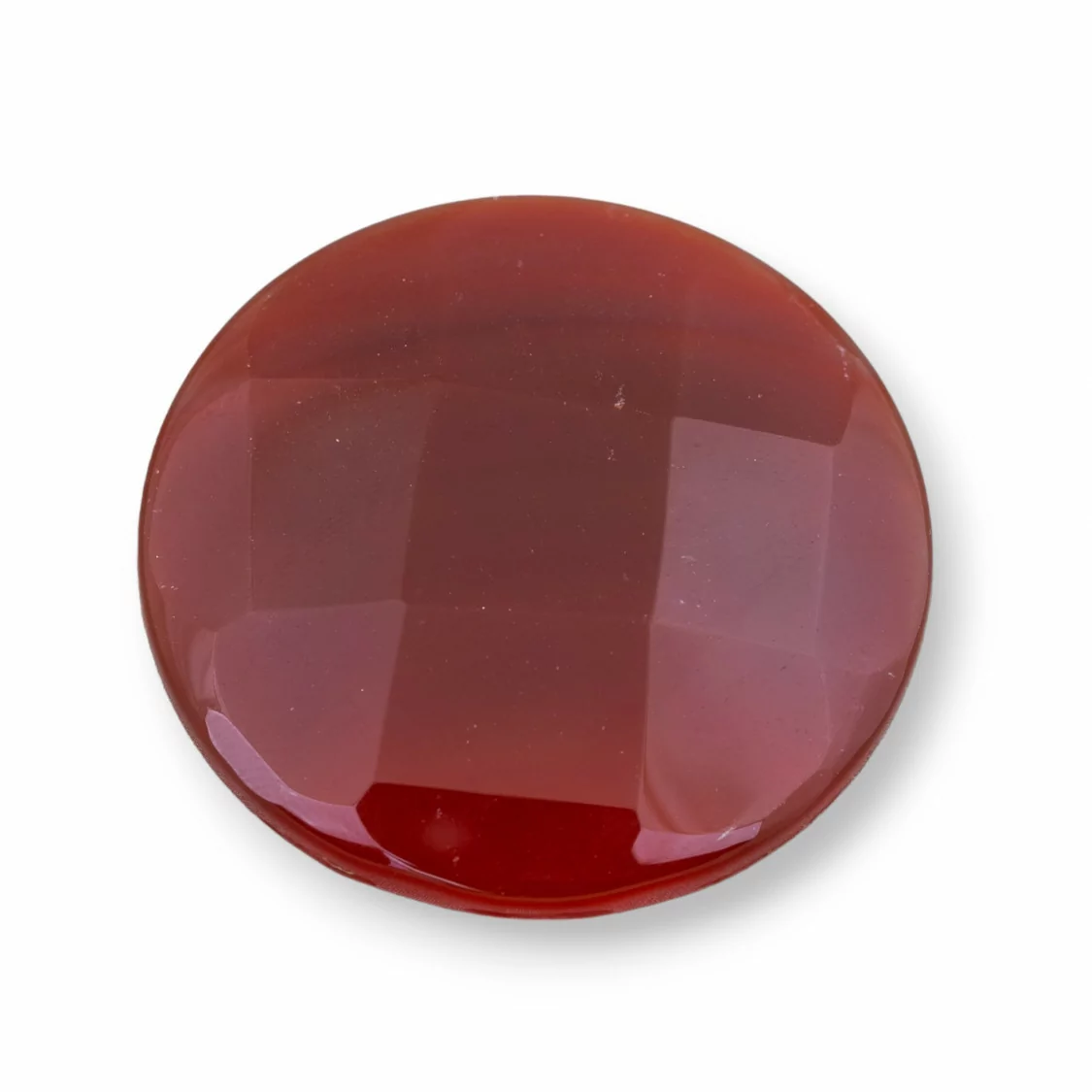 Componente Cabochon Grande Tondo Sfaccettato 40mm 1pz Agata Rossa- CABOCHON GRANDI | Worldofjewel.com