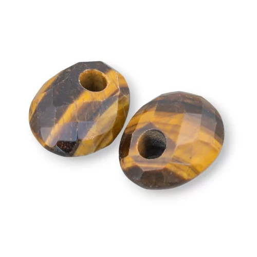 Componente Creola Ovale Sfaccettato 20x25mm Spessore 12mm 3pz Occhio Di Tigre-COMPONENTI DI PIETRE DURE | Worldofjewel.com