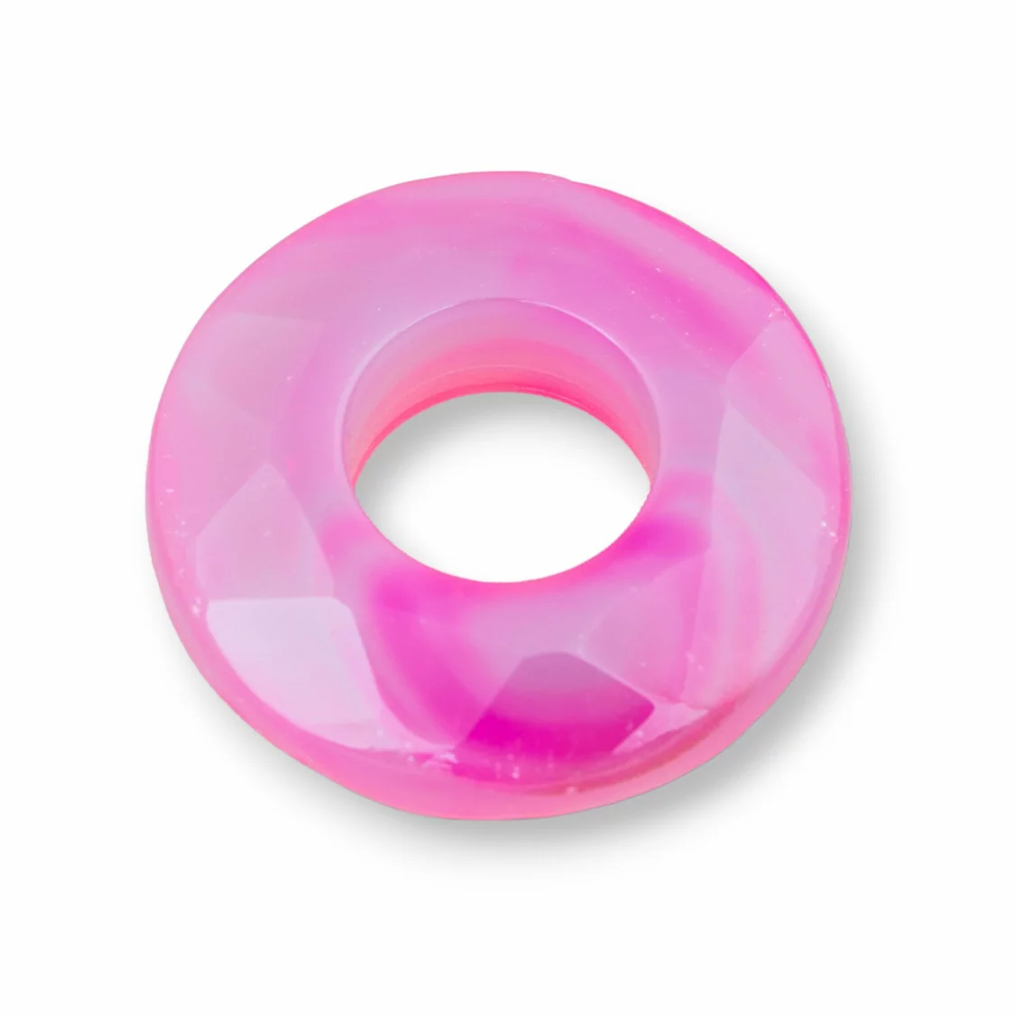 Componente Creola Tondo Forato Sfaccettato 35mm 2pz Agata Fucsia-COMPONENTI DI PIETRE DURE | Worldofjewel.com