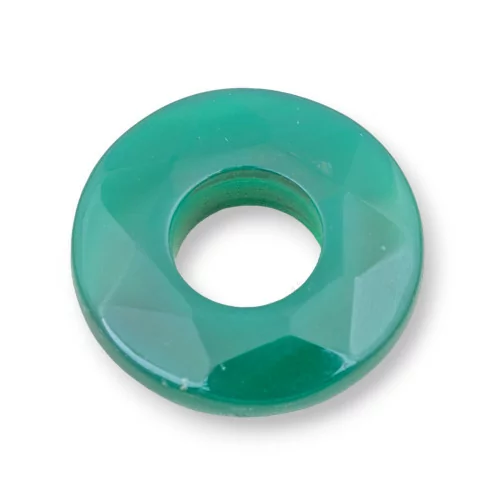 Componente Creola Tondo Forato Sfaccettato 35mm 2pz Agata Verde-COMPONENTI DI PIETRE DURE | Worldofjewel.com