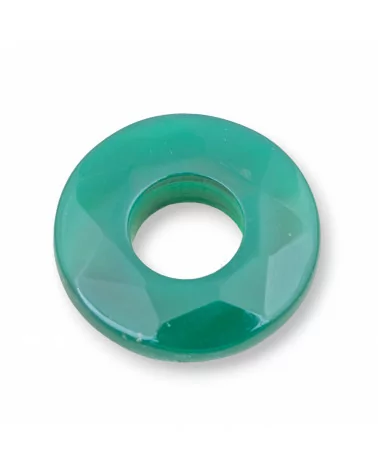 Componente Creola Tondo Forato Sfaccettato 35mm 2pz Agata Verde-COMPONENTI DI PIETRE DURE | Worldofjewel.com