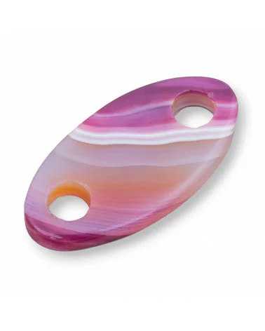 Componente Creola Ovale 30x60mm 2pz Agata Viola Striata-COMPONENTI DI PIETRE DURE | Worldofjewel.com