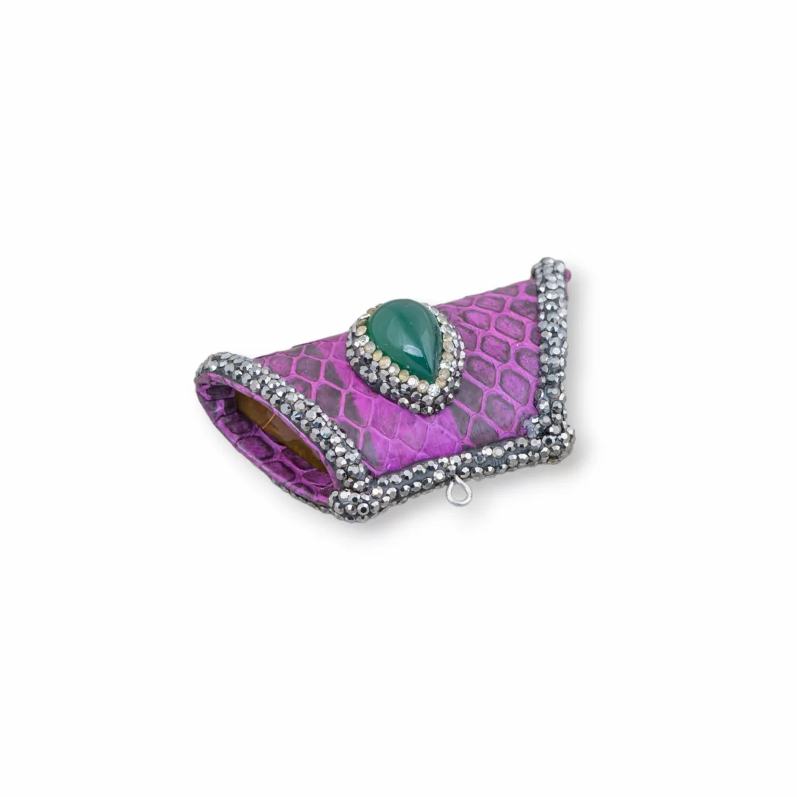 Componente Intramezzo Di SimilPelle Con Strass Marcasite A Trapezio Con Pietre Dure 52x26mm 1pz MOD11-COMPONENTI DI SIMILPELLE | Worldofjewel.com