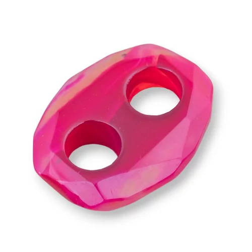 Componente Pendente Ovale Forato Sfaccettato 28x35mm 2pz Agata Fucsia-COMPONENTI DI PIETRE DURE | Worldofjewel.com