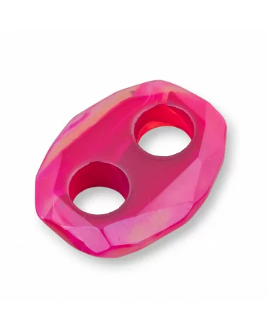 Componente Pendente Ovale Forato Sfaccettato 28x35mm 2pz Agata Fucsia-COMPONENTI DI PIETRE DURE | Worldofjewel.com