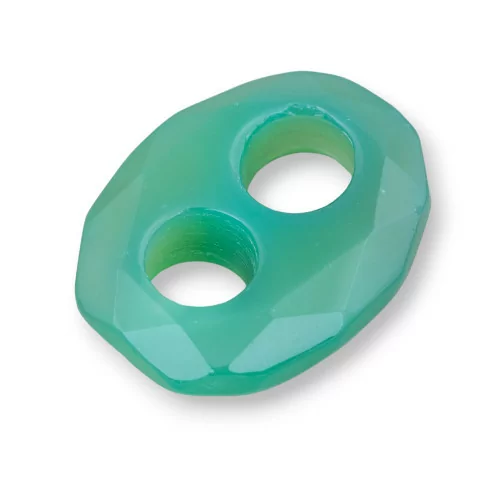 Componente Pendente Ovale Forato Sfaccettato 28x35mm 2pz Agata Verde-COMPONENTI DI PIETRE DURE | Worldofjewel.com