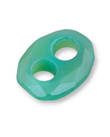 Componente Pendente Ovale Forato Sfaccettato 28x35mm 2pz Agata Verde-COMPONENTI DI PIETRE DURE | Worldofjewel.com