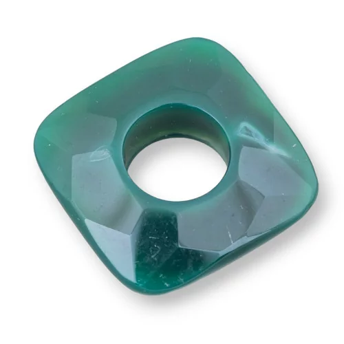 Componente Pendente Quadrato Forato Sfaccettato 45mm 2pz Agata Verde-COMPONENTI DI PIETRE DURE | Worldofjewel.com