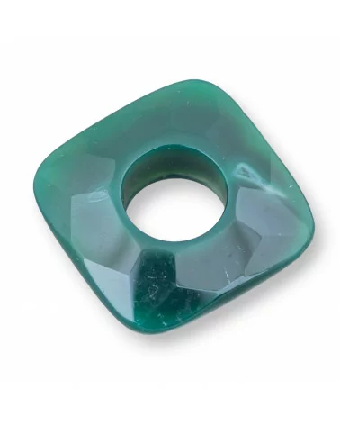 Componente Pendente Quadrato Forato Sfaccettato 45mm 2pz Agata Verde-COMPONENTI DI PIETRE DURE | Worldofjewel.com