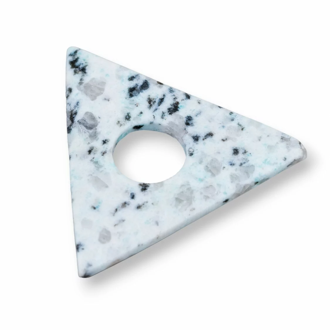 Componente Pendente Triangolo Ondulato Forato 50x50mm Kiwi Jade-COMPONENTI DI PIETRE DURE | Worldofjewel.com