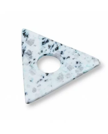 Componente Pendente Triangolo Ondulato Forato 50x50mm Kiwi Jade-COMPONENTI DI PIETRE DURE | Worldofjewel.com