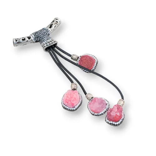 Componente Pendente Di Marcasite Strass Con Perline Di Pietre Dure 110mm 1pz MOD3-COMPONENTI DI SIMILPELLE | Worldofjewel.com