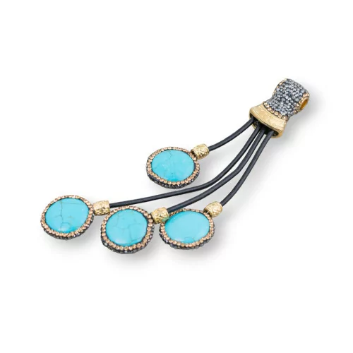 Componente Pendente Di Marcasite Strass Con Perline Di Pietre Dure 110mm 1pz MOD5-COMPONENTI DI SIMILPELLE | Worldofjewel.com