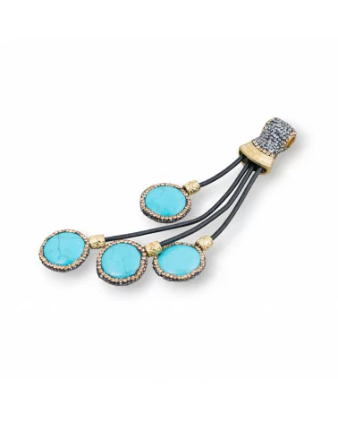 Componente Pendente Di Marcasite Strass Con Perline Di Pietre Dure 110mm 1pz MOD5-COMPONENTI DI SIMILPELLE | Worldofjewel.com