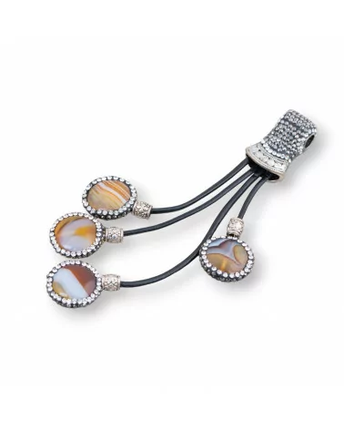 Componente Pendente Di Marcasite Strass Con Perline Di Pietre Dure 110mm 1pz MOD7-COMPONENTI DI SIMILPELLE | Worldofjewel.com