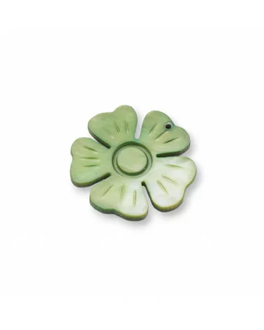 Componente Pendente Di Madreperla Piatta Inciso 25mm 4pz Verde-COMPONENTI DI PIETRE DURE | Worldofjewel.com