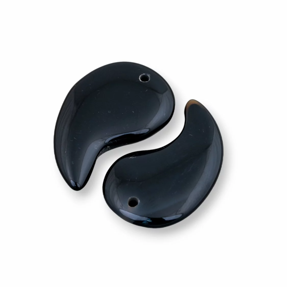 Componente Pendente Goccia Virgola 20x30mm 6pz Agata Nera-COMPONENTI DI PIETRE DURE | Worldofjewel.com